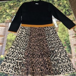 Eliza j black and leopard print dress size large
